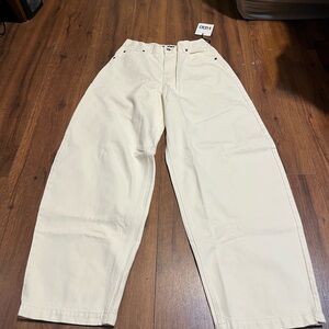 KBB by KAHLANA Cream Wide-Leg barrel Pants oversized